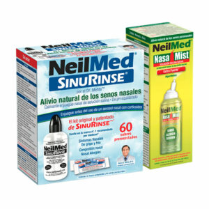 Sinus Rinse Kit C/60 Sobres Premezclados (240mL) &NasaMist Spray Solución Salina Extra Fuerte (Hipertónico) 4.02oz (125ml)