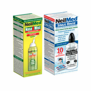 Sinus Rinse Kit C/10 Sobres Premezclados (240mL) &NasaMist Spray Solución Salina Extra Fuerte (Hipertónico) 4.02oz (125ml)