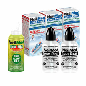 3 Sinus Rinse 50 Sobres Premezclados/ 2 Botellas & NasaMist Spray Solución Salina Extra Fuerte (Hipertónico) 4.02oz (125mL)